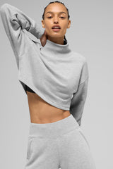 Alo Yoga Cropped Serenity Coverup - Athletic Heather Grey