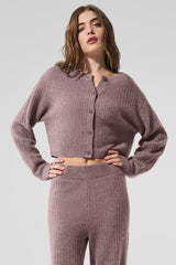 Alo Yoga Cashmere Plush Waffle Cardigan - Mushroom Heather