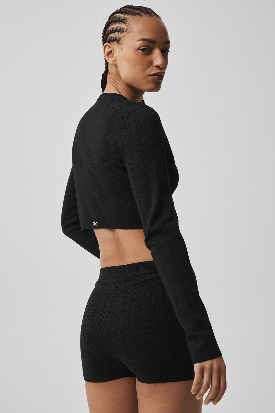 Alo Yoga Pointelle Sweater Be Mine Cardigan - Black