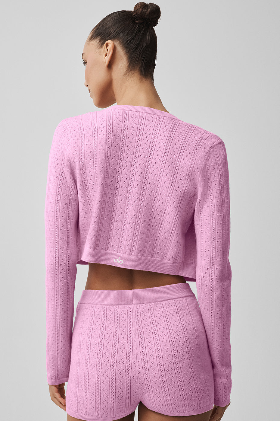 Alo Yoga Pointelle Sweater Be Mine Cardigan - Candy Heart Pink