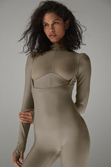 Alo Yoga Airlift Winter Warm Mesh Ski Time Long Sleeve - Light Cocoa