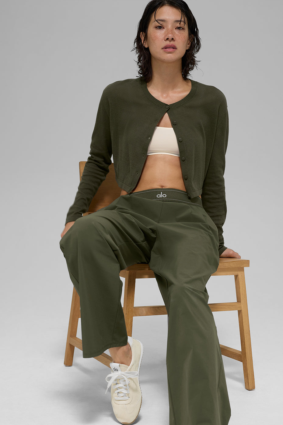 Alo Yoga Supernatural Sweater Cardigan - Green Olive