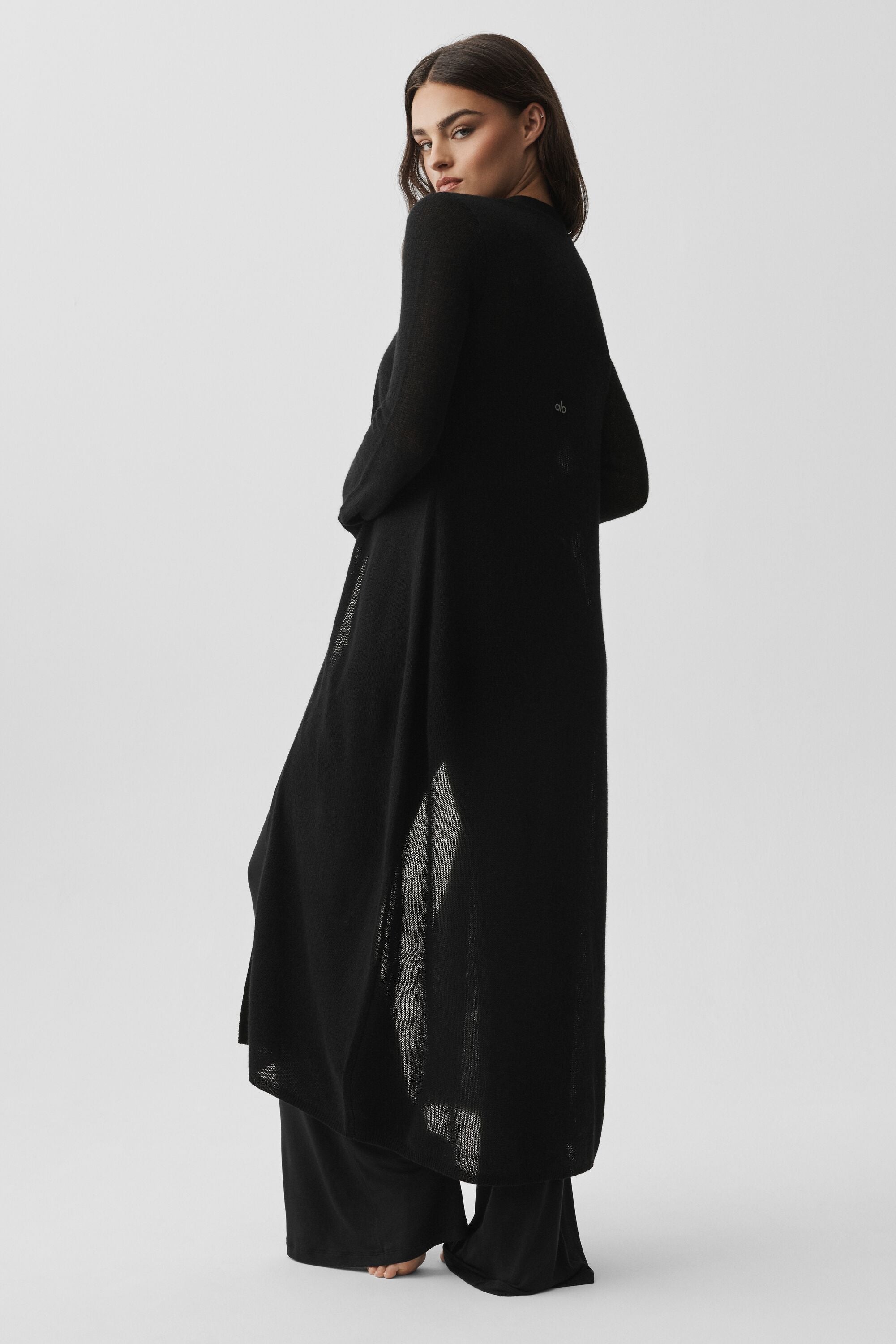 Alo Yoga Sheer Cashmere Long Cardigan - Black