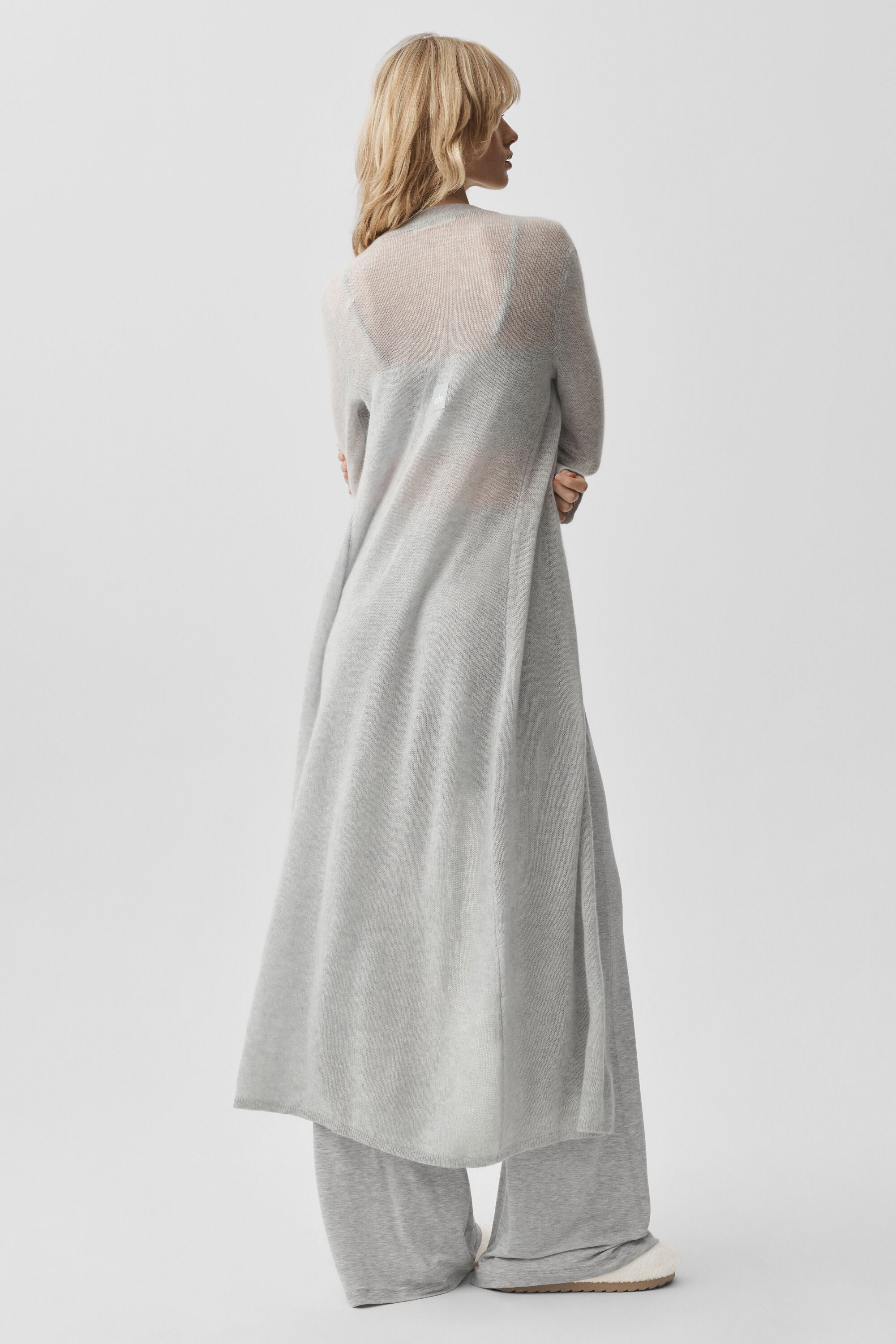 Alo Yoga Sheer Cashmere Long Cardigan - Athletic Heather Grey