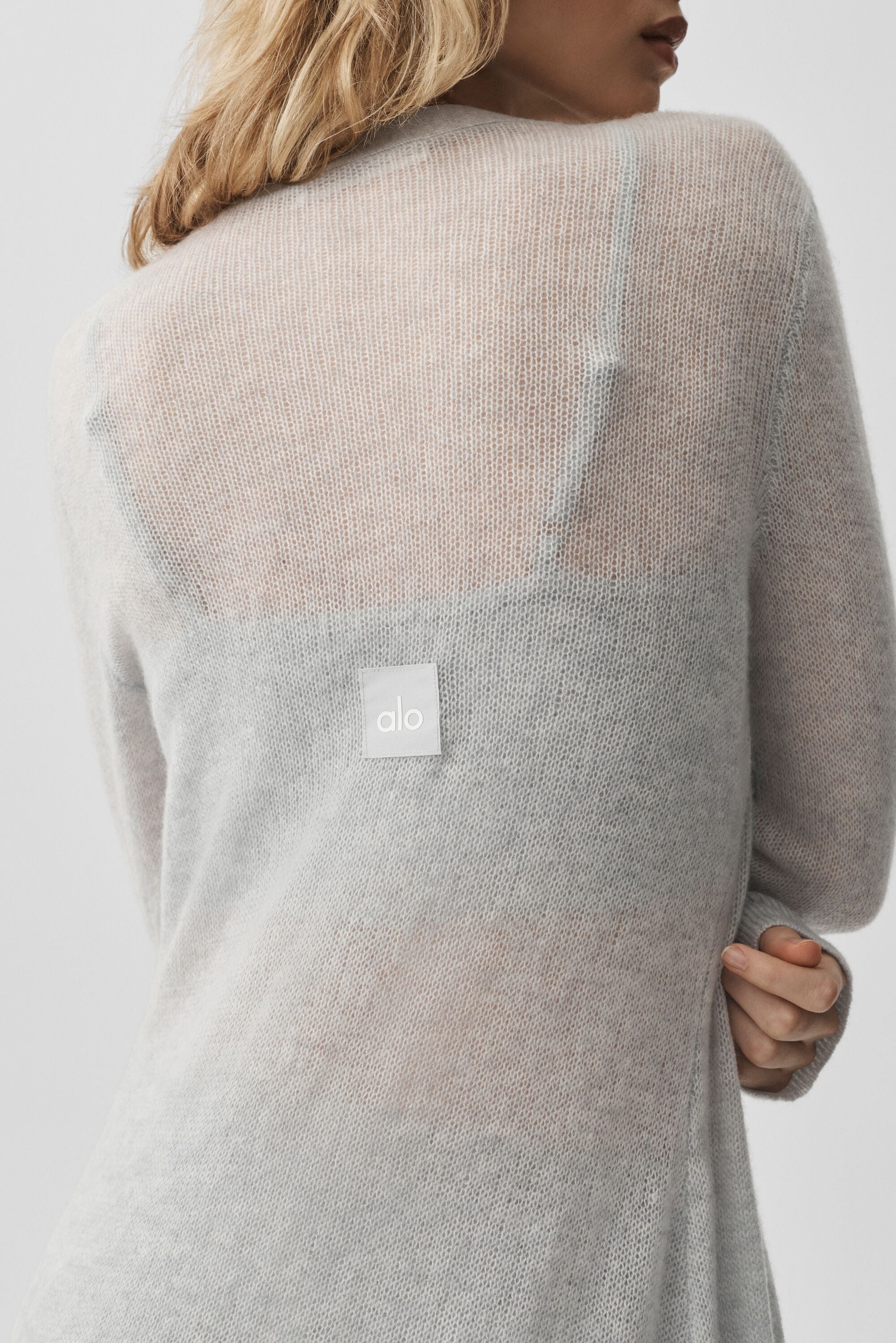 Alo Yoga Sheer Cashmere Long Cardigan - Athletic Heather Grey