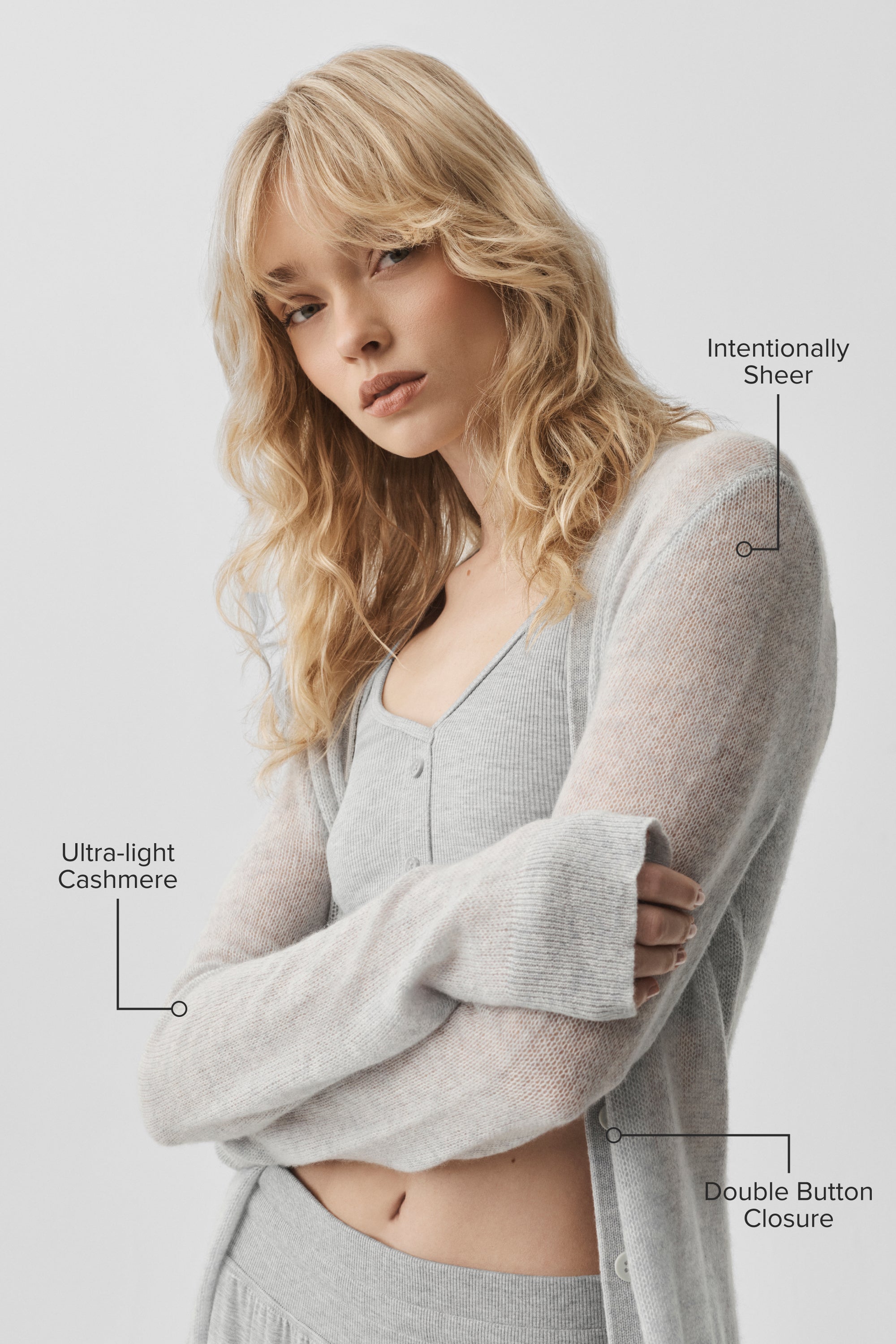 Alo Yoga Sheer Cashmere Long Cardigan - Athletic Heather Grey