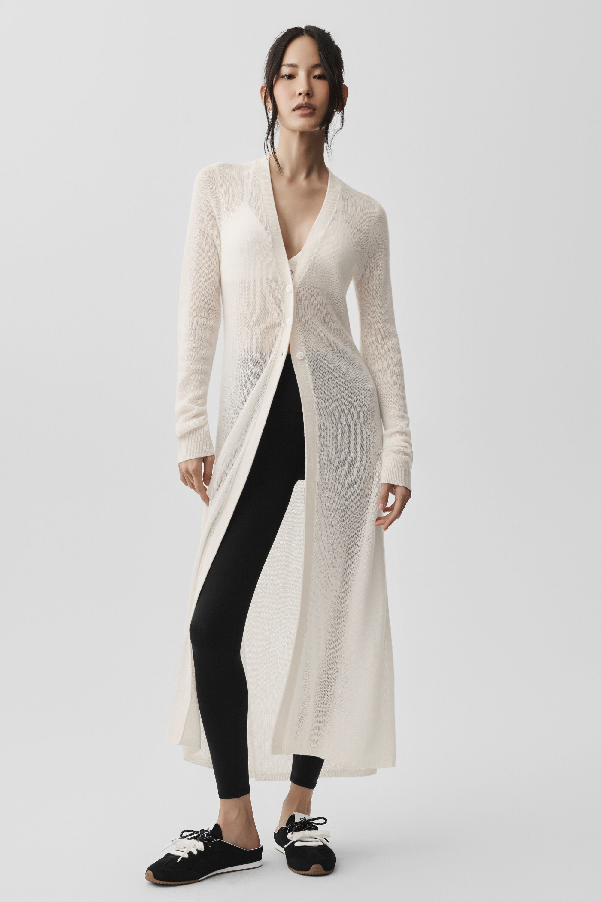 Alo Yoga Sheer Cashmere Long Cardigan - Ivory