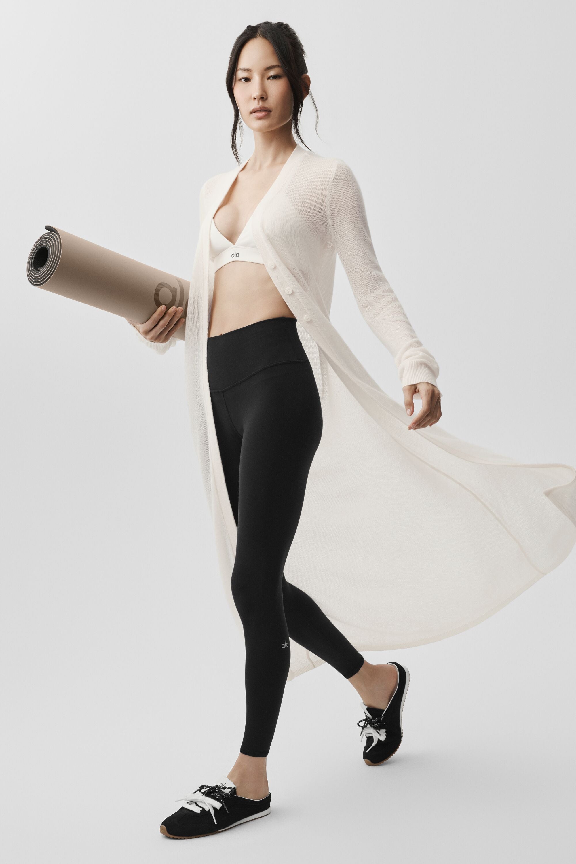 Alo Yoga Sheer Cashmere Long Cardigan - Ivory