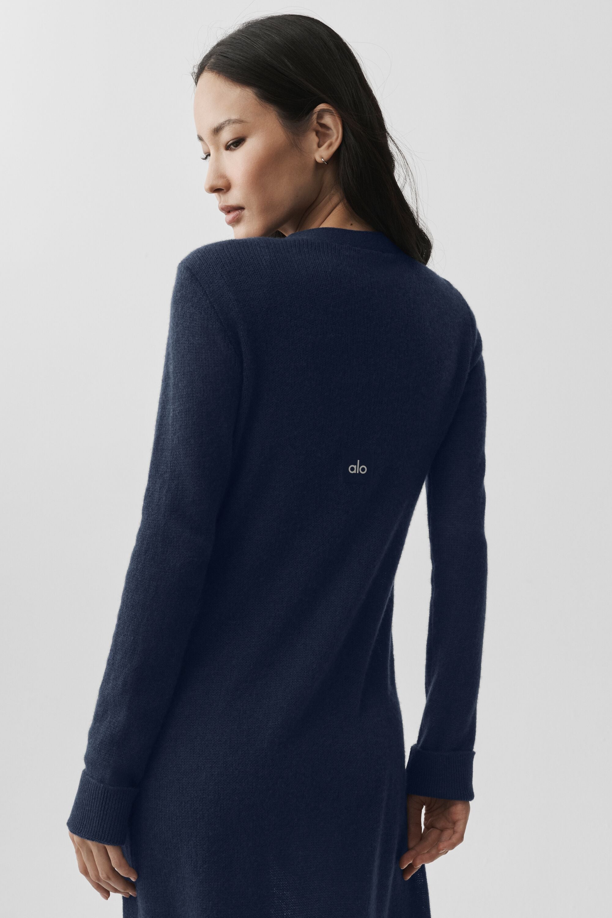 Alo Yoga Sheer Cashmere Long Cardigan - Navy