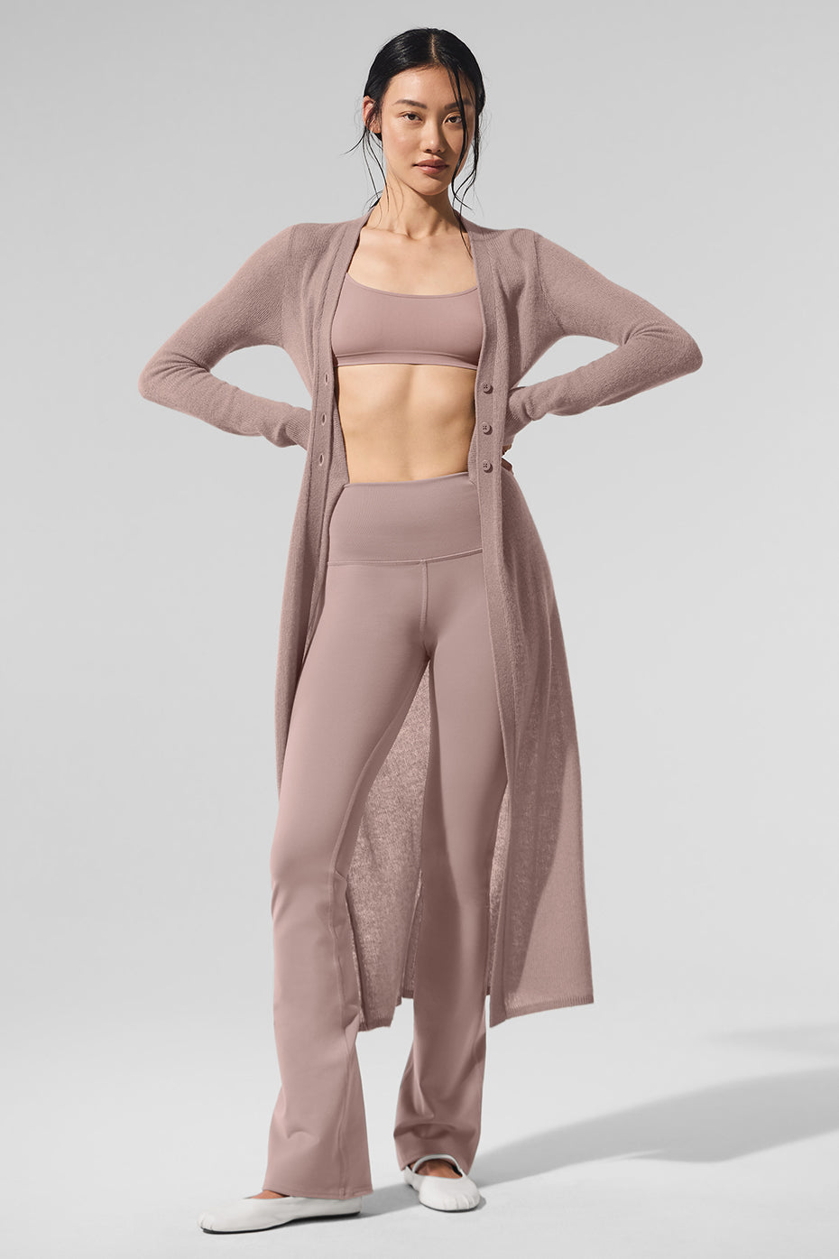 Alo Yoga Sheer Cashmere Long Cardigan - Taupe