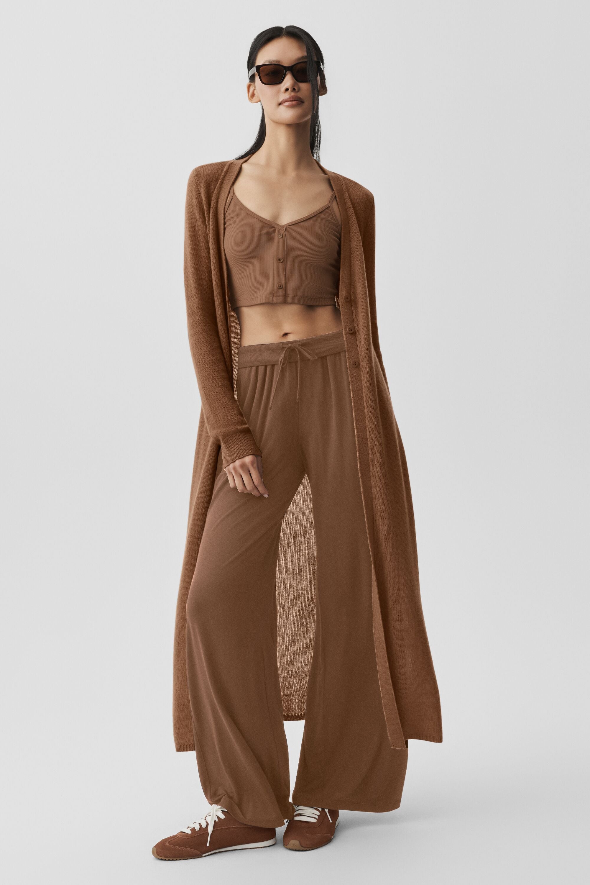 Alo Yoga Sheer Cashmere Long Cardigan - Sun Kissed Brown