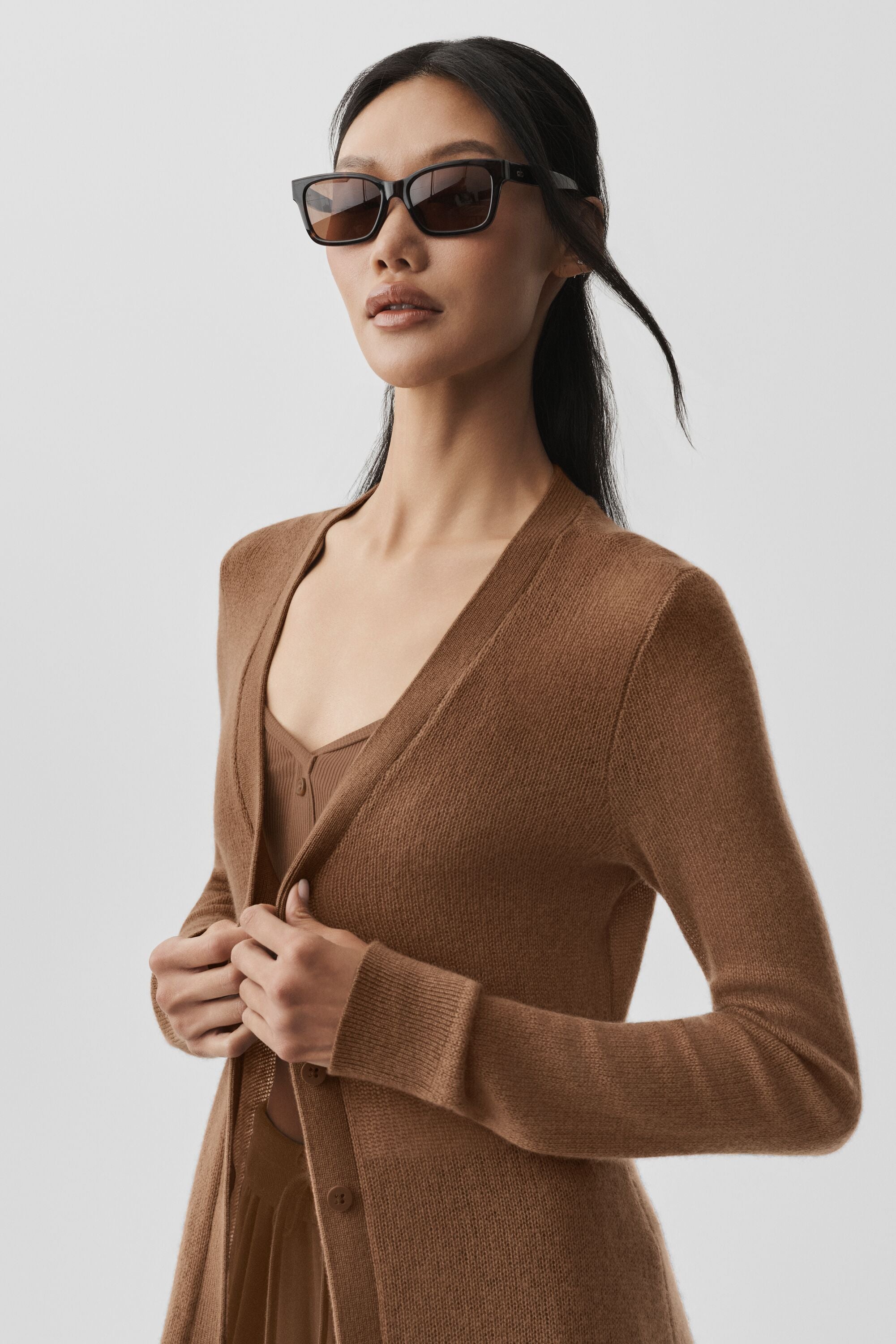 Alo Yoga Sheer Cashmere Long Cardigan - Sun Kissed Brown