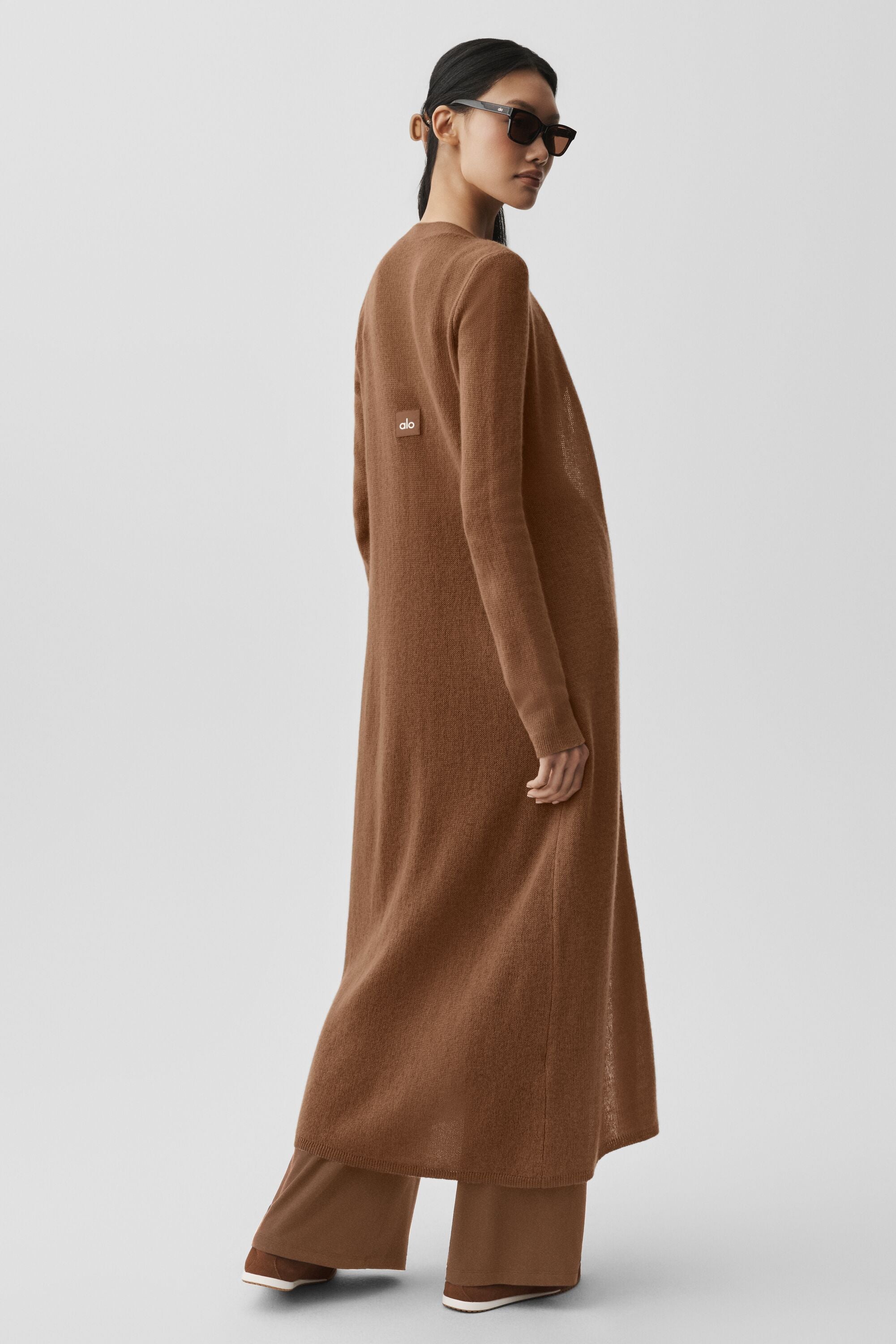 Alo Yoga Sheer Cashmere Long Cardigan - Sun Kissed Brown