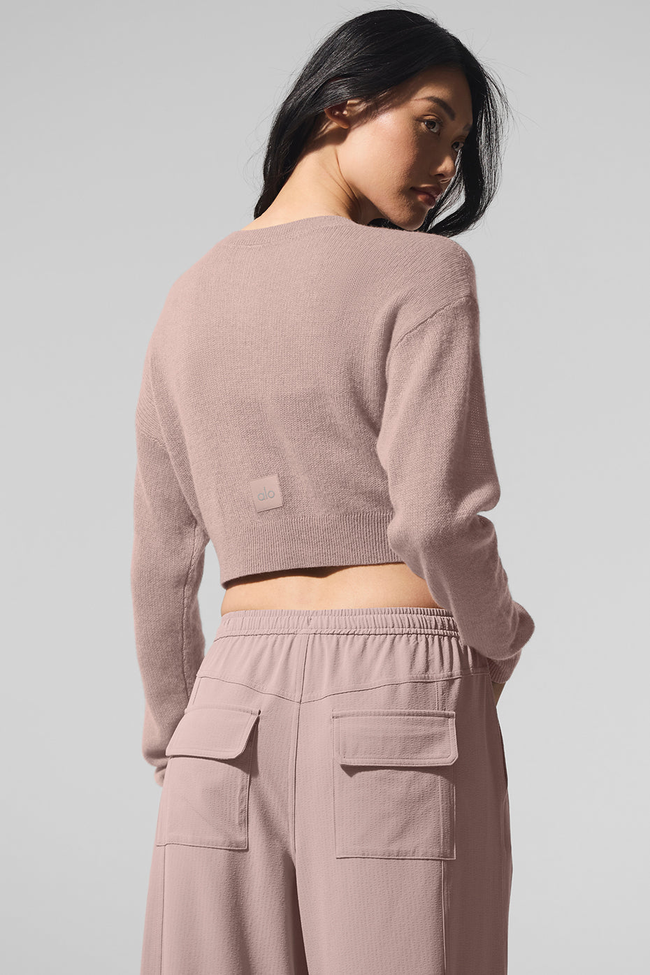 Alo Yoga Sheer Cashmere Cropped Cardigan - Taupe