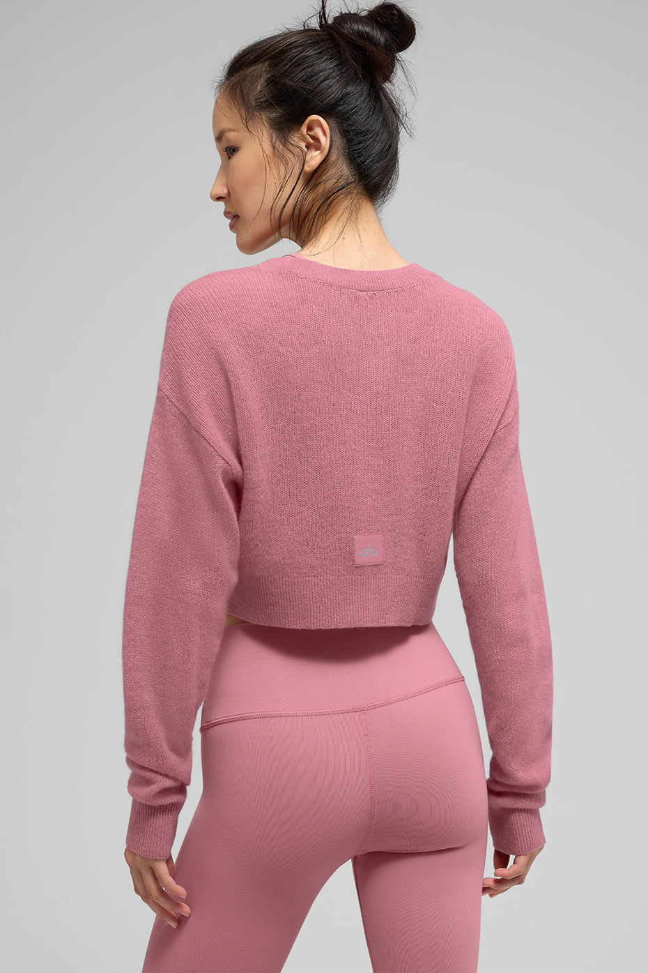 Alo Yoga Sheer Cashmere Cropped Cardigan - Pink Wild Rose