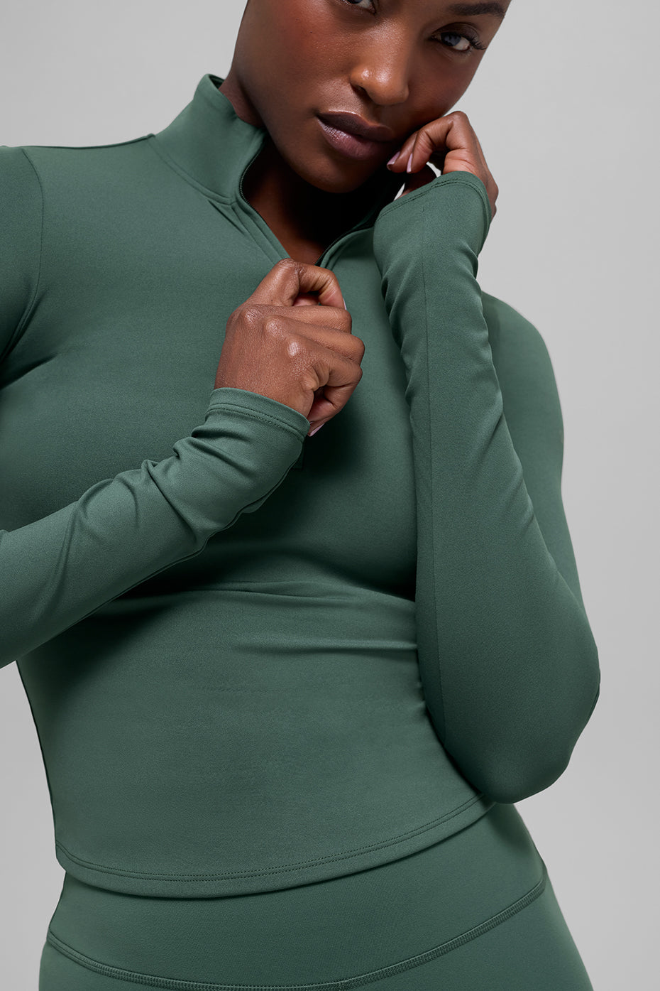 Alo Yoga ALO Softsculpt Precision 1/4 Zip Long Sleeve - Clover Green