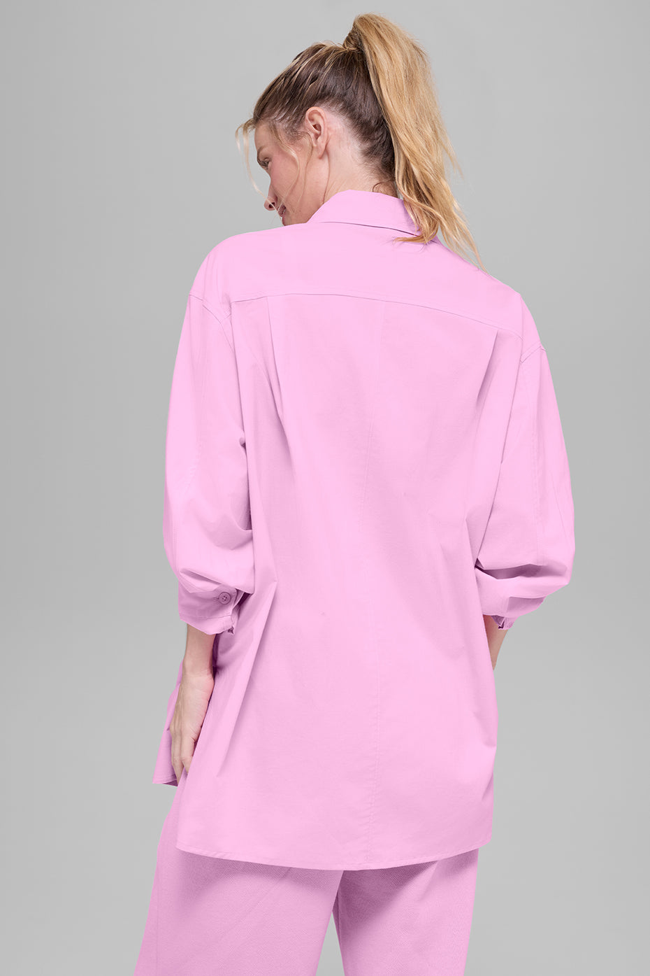 Alo Yoga Cotton Real Deal Button Up Long Sleeve - Candy Heart Pink