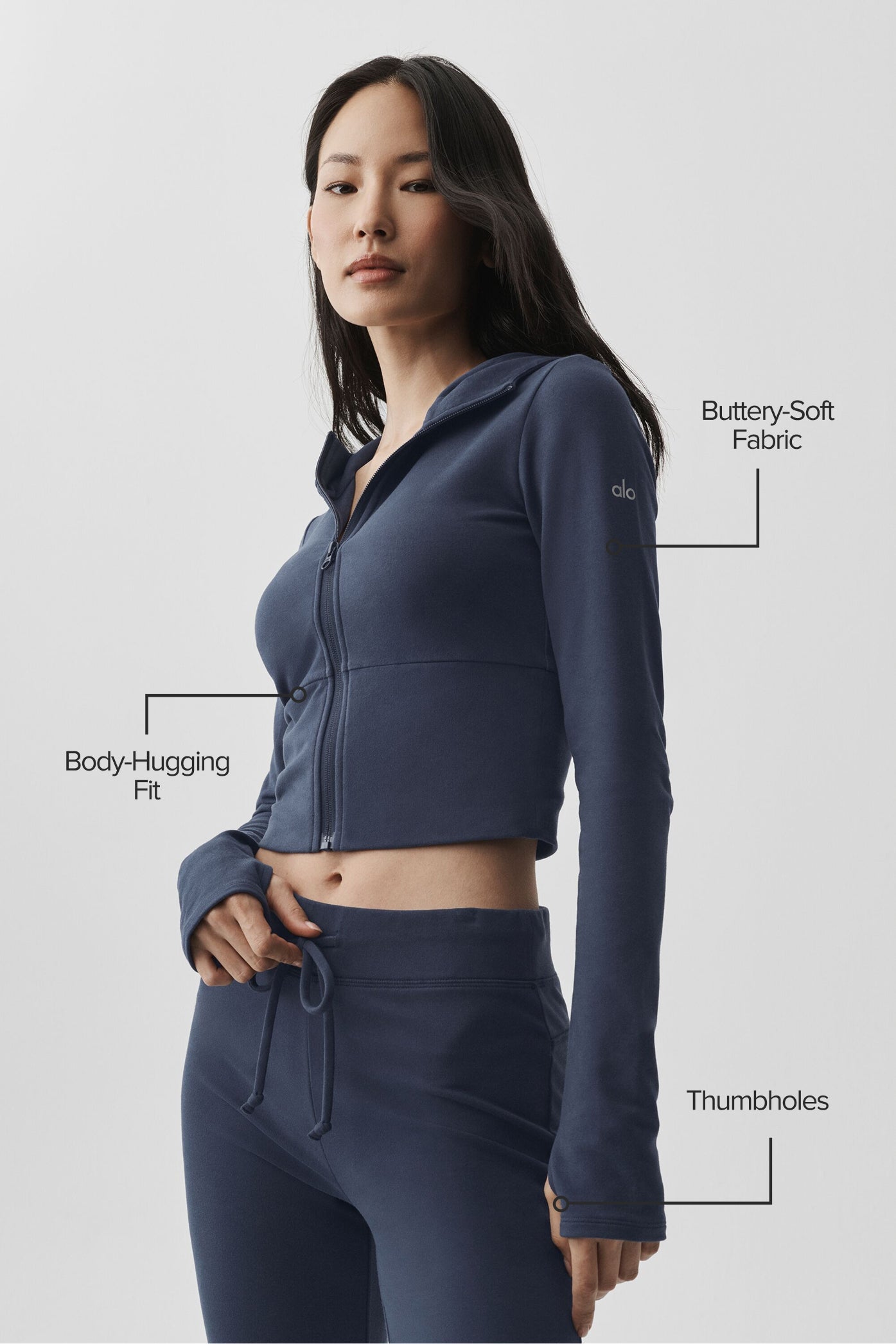 Alo Yoga Sway Full Zip Hoodie - Navy