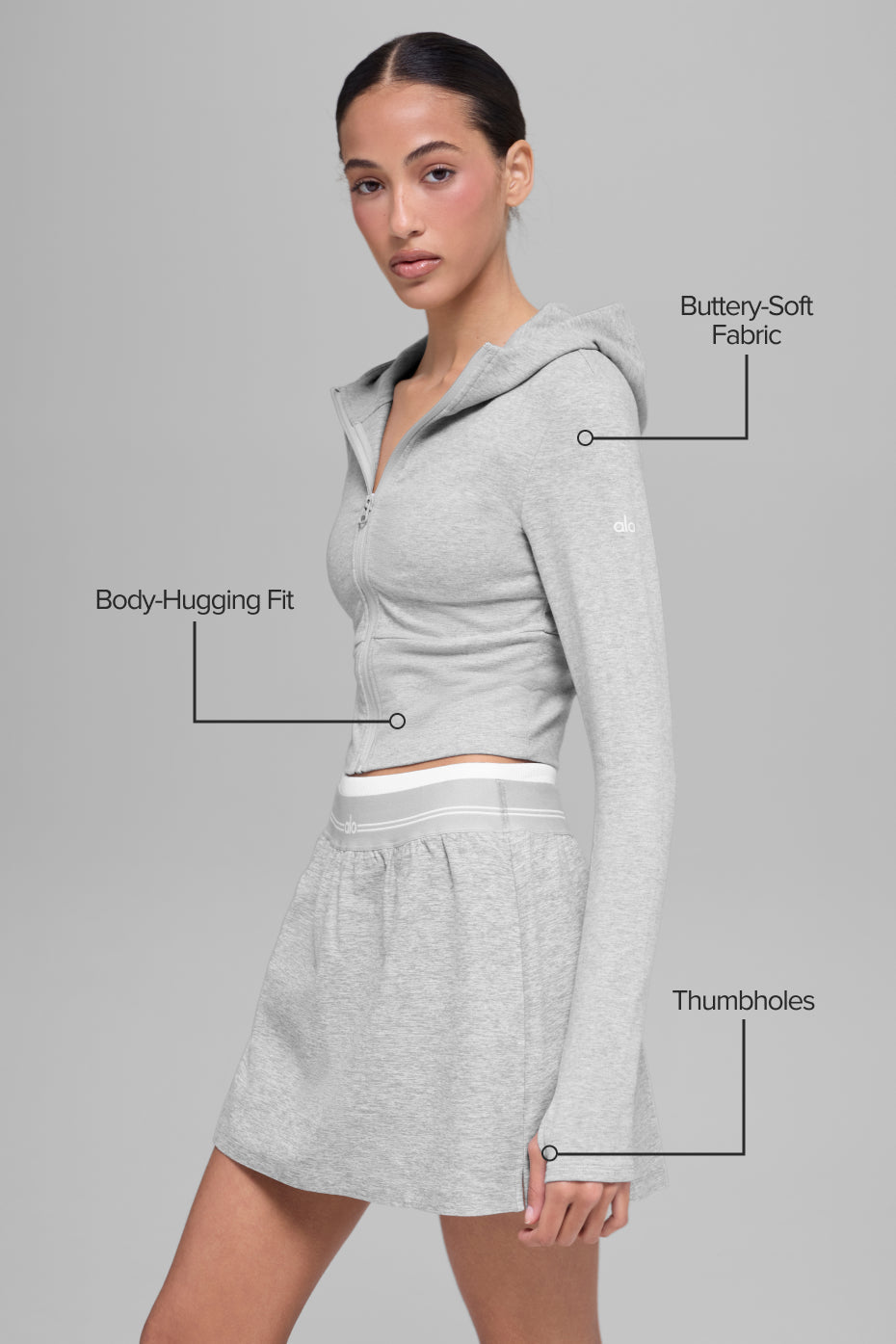 Alo Yoga Sway Full Zip Hoodie - Athletic Heather Grey