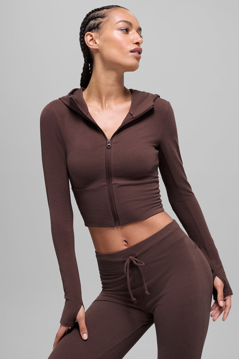 Alo Yoga Sway Full Zip Hoodie - Brownstone