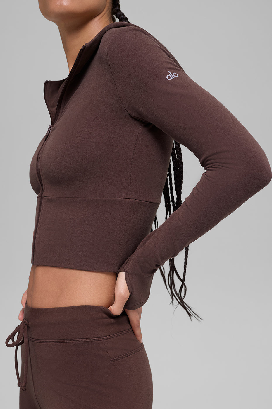 Alo Yoga Sway Full Zip Hoodie - Brownstone