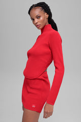 Alo Yoga Denim Knit Backless Long Sleeve - Bright Red
