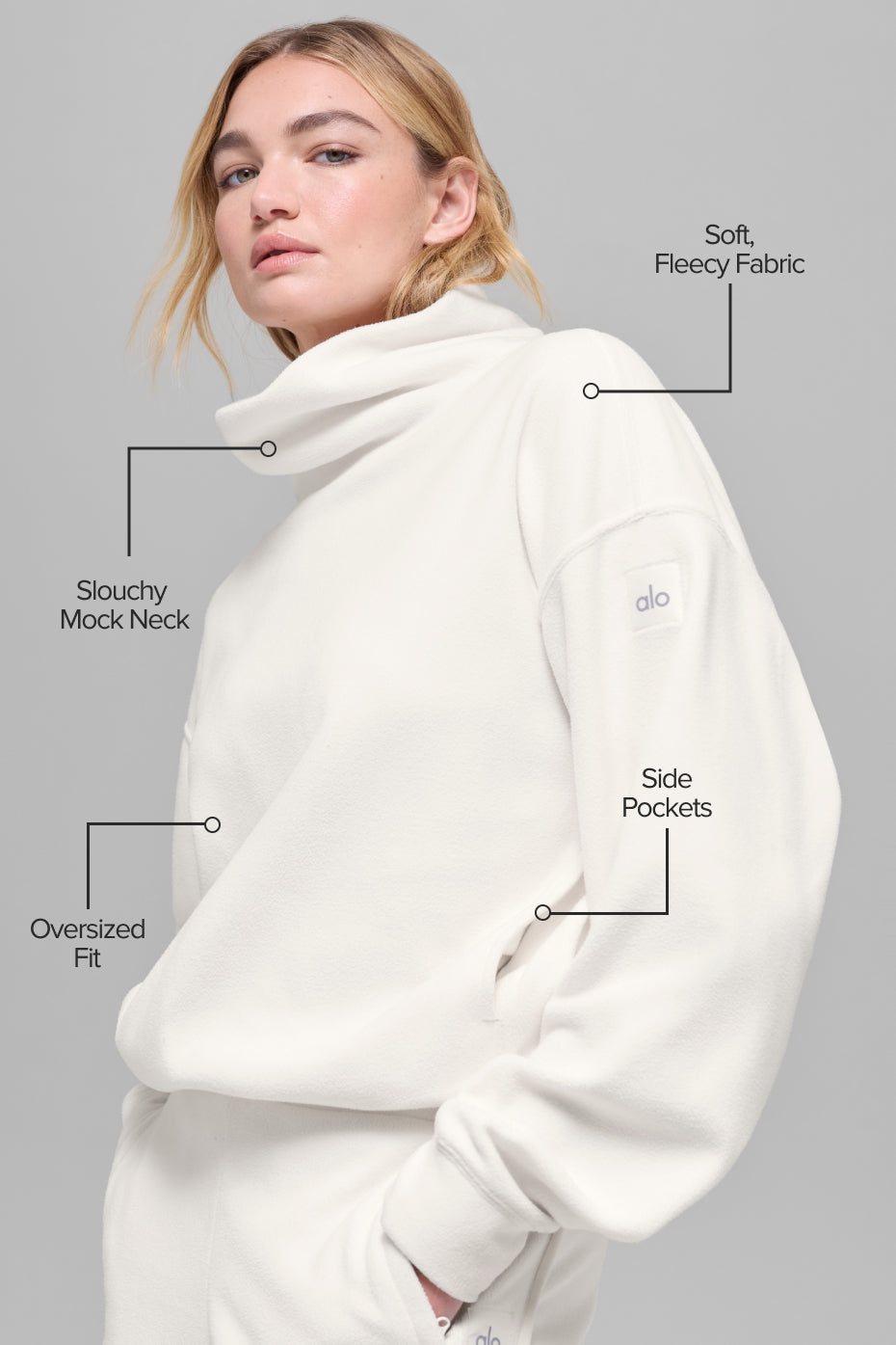 Alo Yoga Polar Fleece Hazy Pullover - Ivory