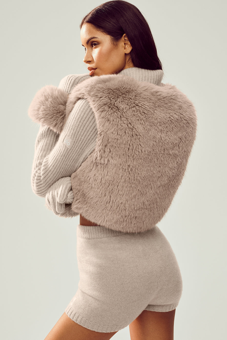 Alo Yoga Faux Fur Cashmere Northstar Full Zip - Oat Heather