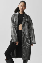 Alo Yoga Metallic Break Line Trench - Silver Metallic
