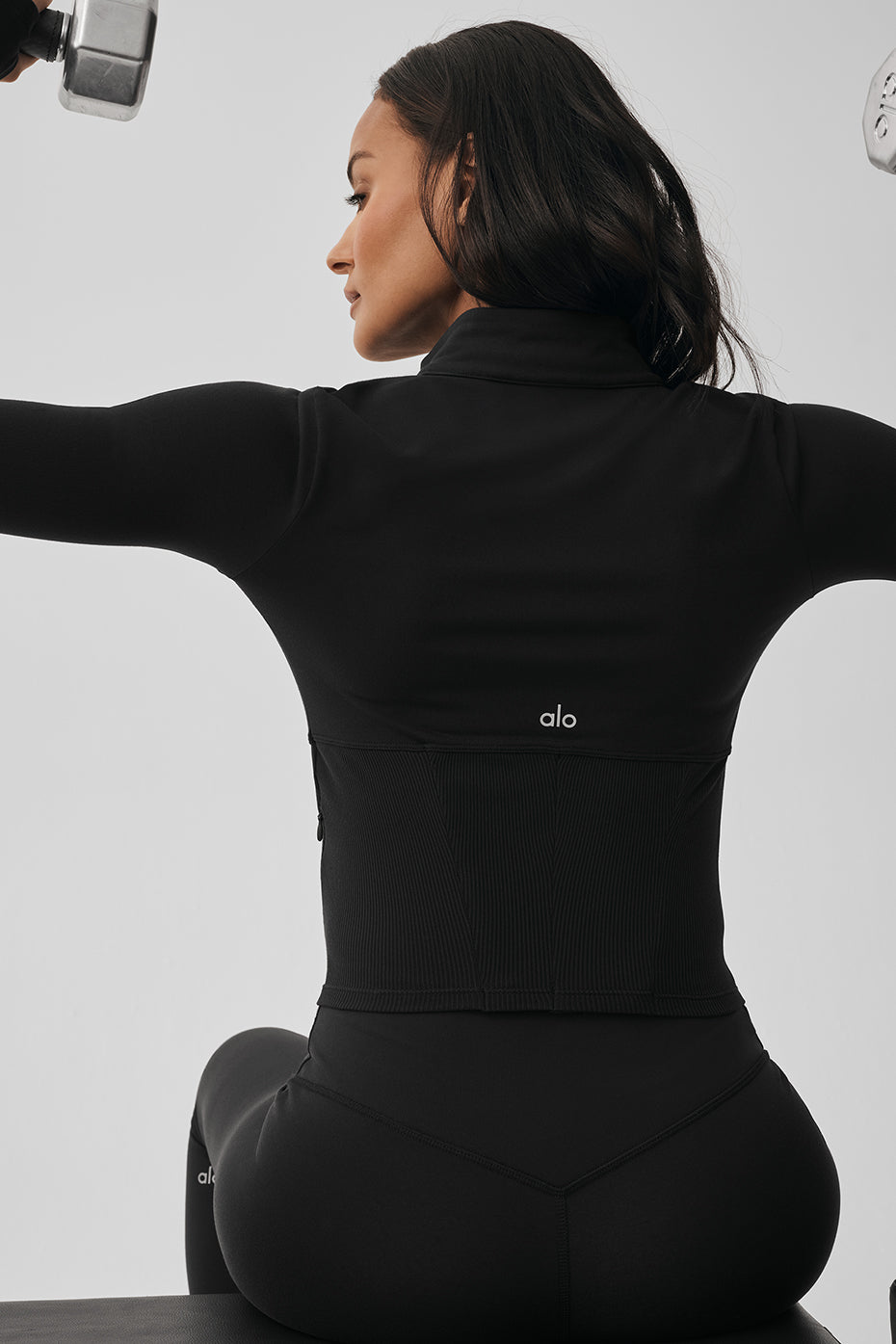 Alo Yoga Airbrush Corset Full Zip Jacket - Black