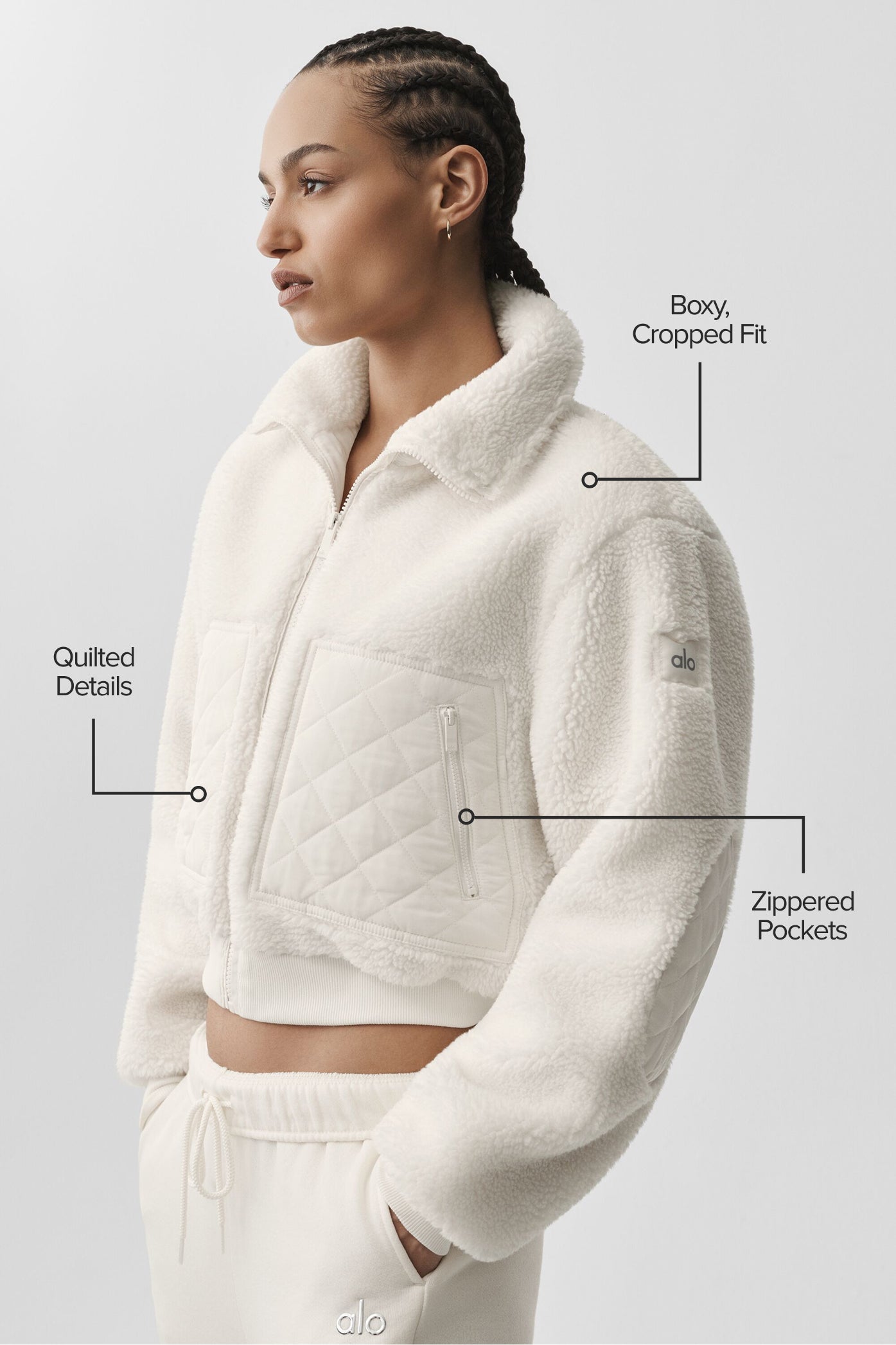 Alo Yoga Sherpa Edge Bomber - Ivory