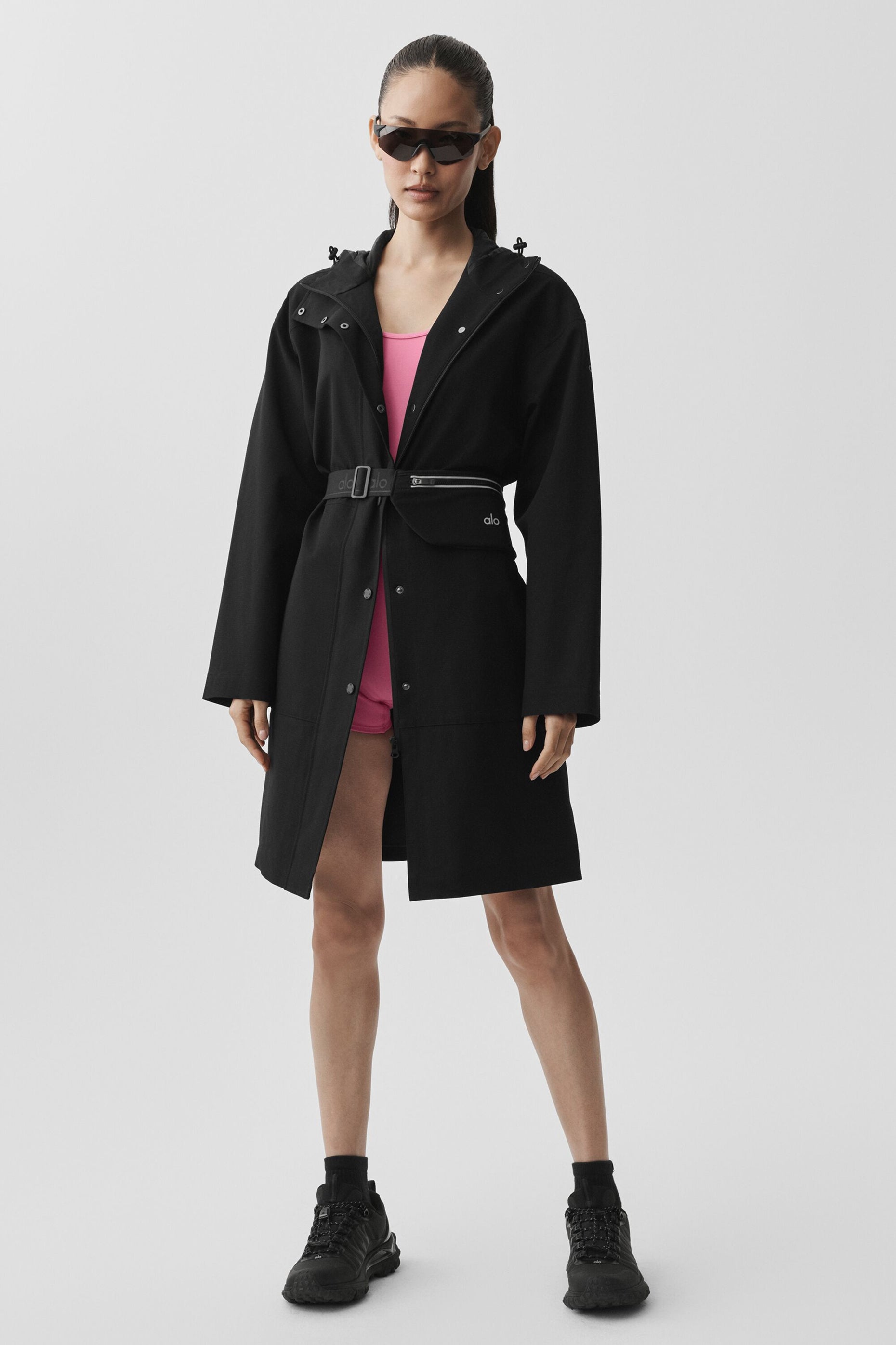 Alo Yoga Rain Or Shine Long Coat - Black