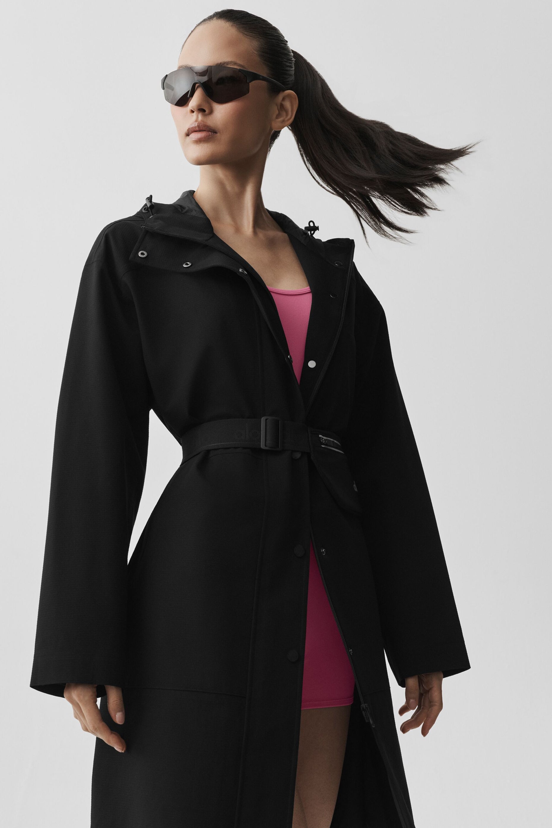 Alo Yoga Rain Or Shine Long Coat - Black
