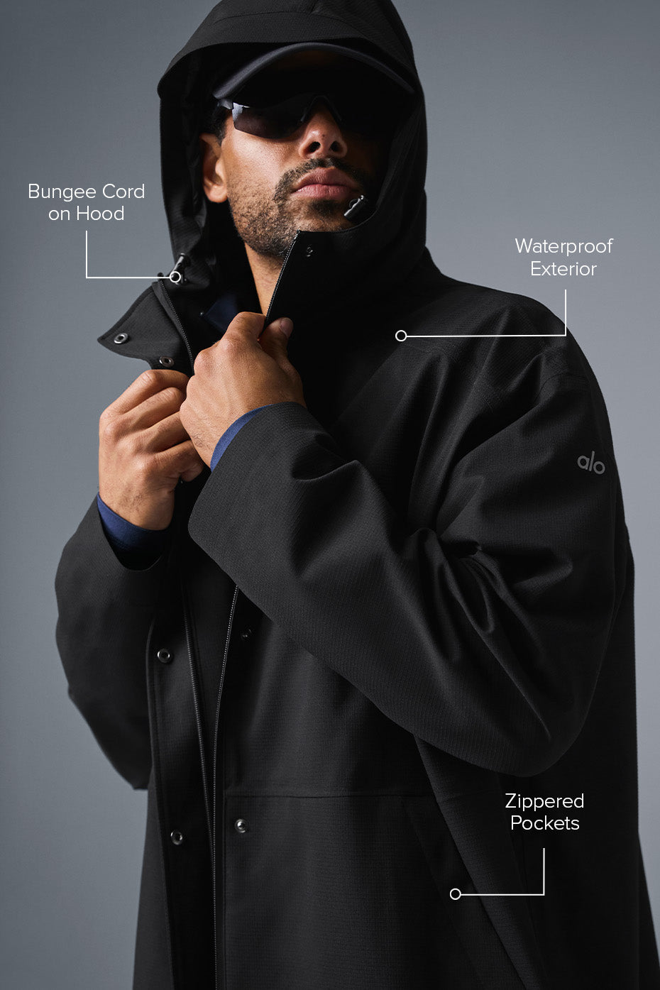 Alo Yoga Rain Or Shine Long Coat - Black