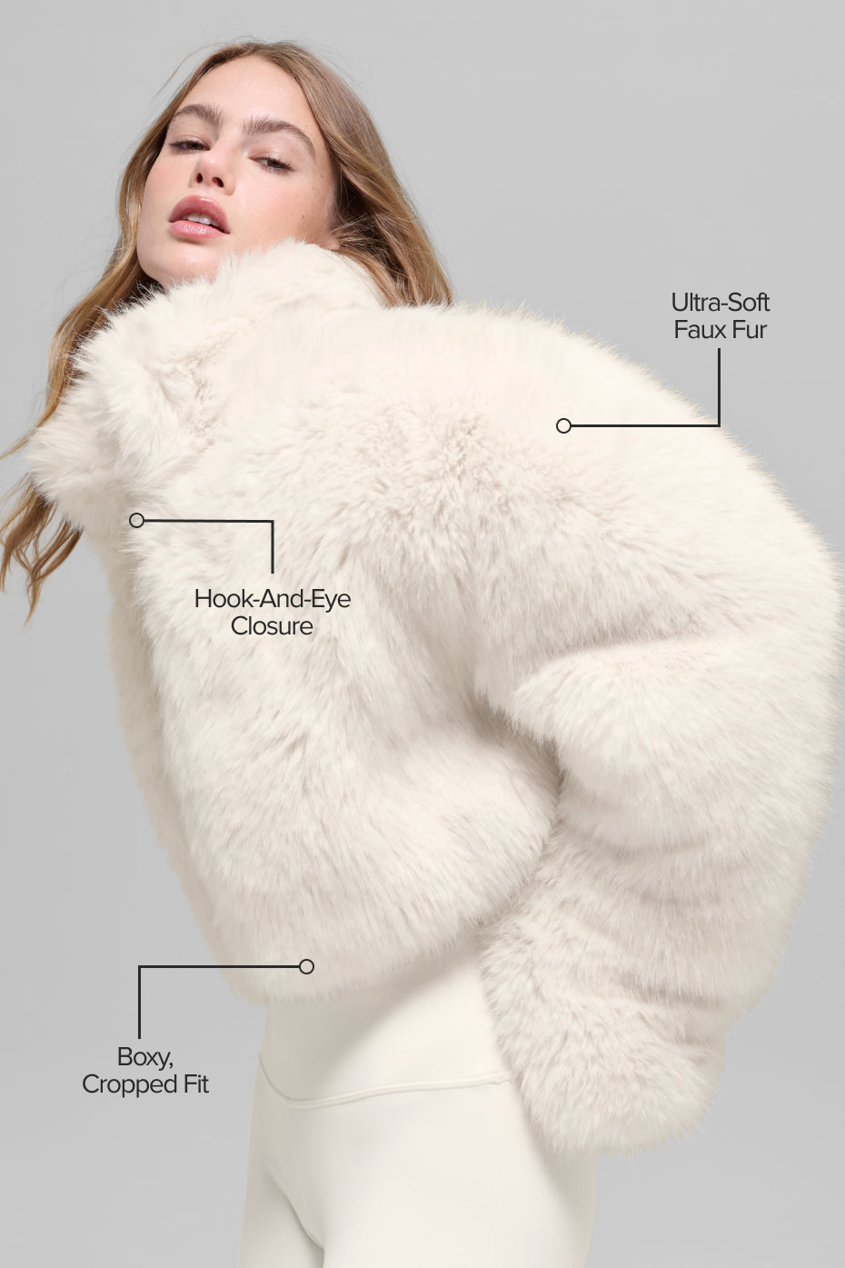 Alo Yoga Opulent Faux Fur Cropped Jacket - Ivory
