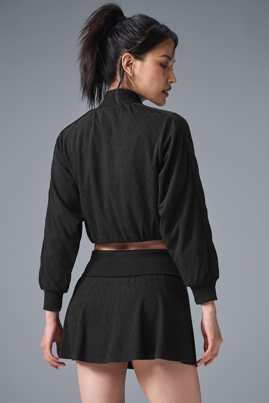 Alo Yoga Cropped Doubles Only Full Zip Jacket - Black