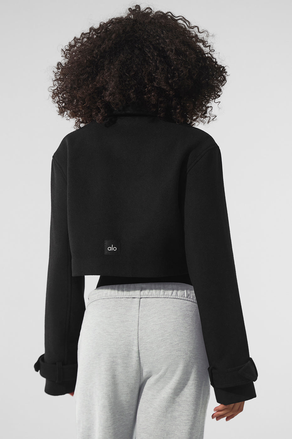 Alo Yoga Wool Cropped Metro Trench - Black