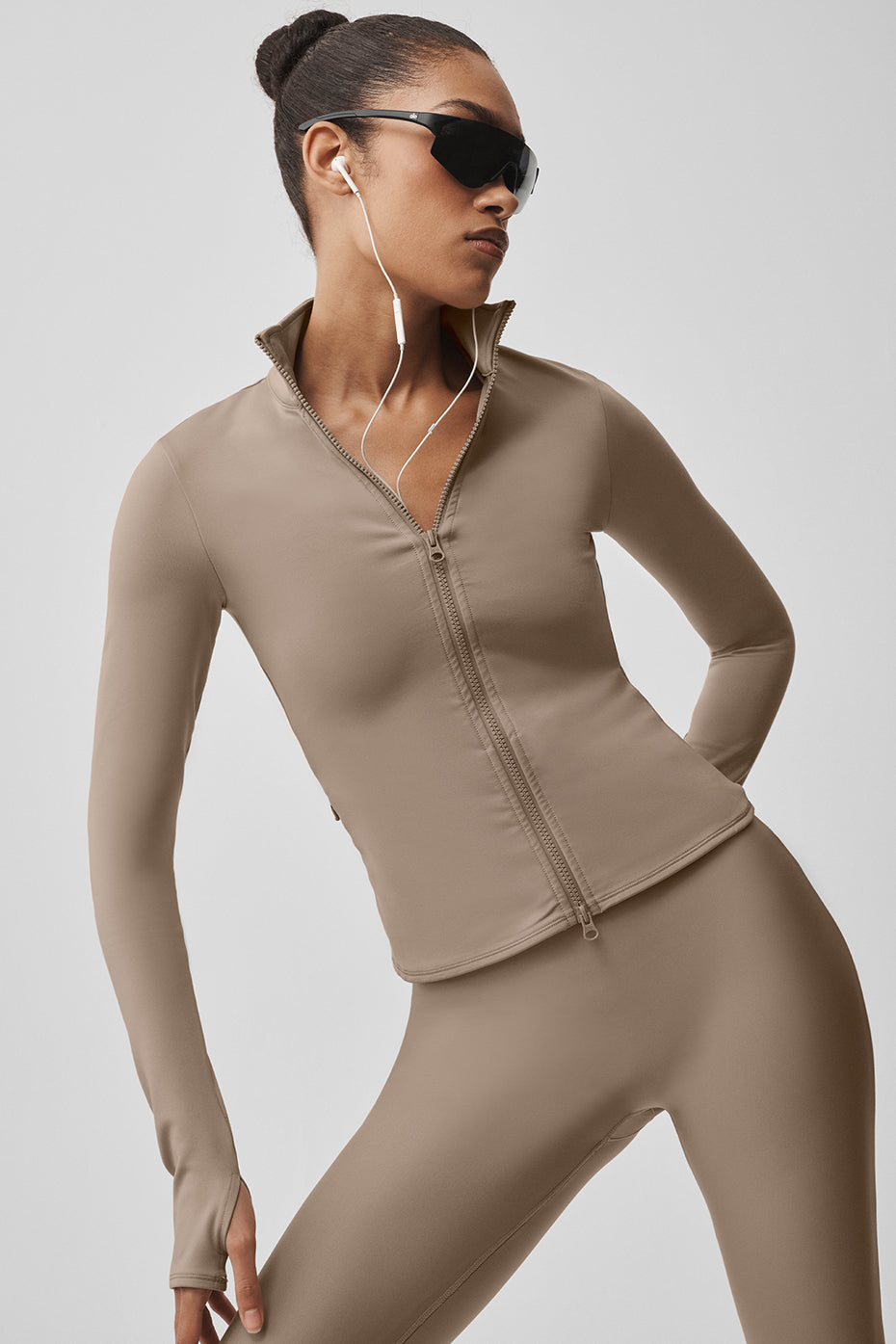 Alo Yoga Airlift Winter Warm Radiant Full-Zip Jacket - Gravel