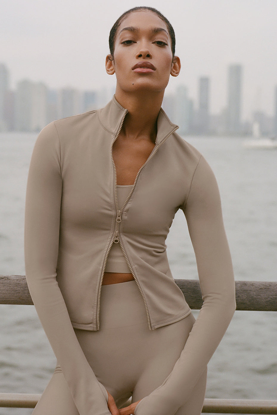 Alo Yoga Airlift Winter Warm Radiant Full-Zip Jacket - Gravel