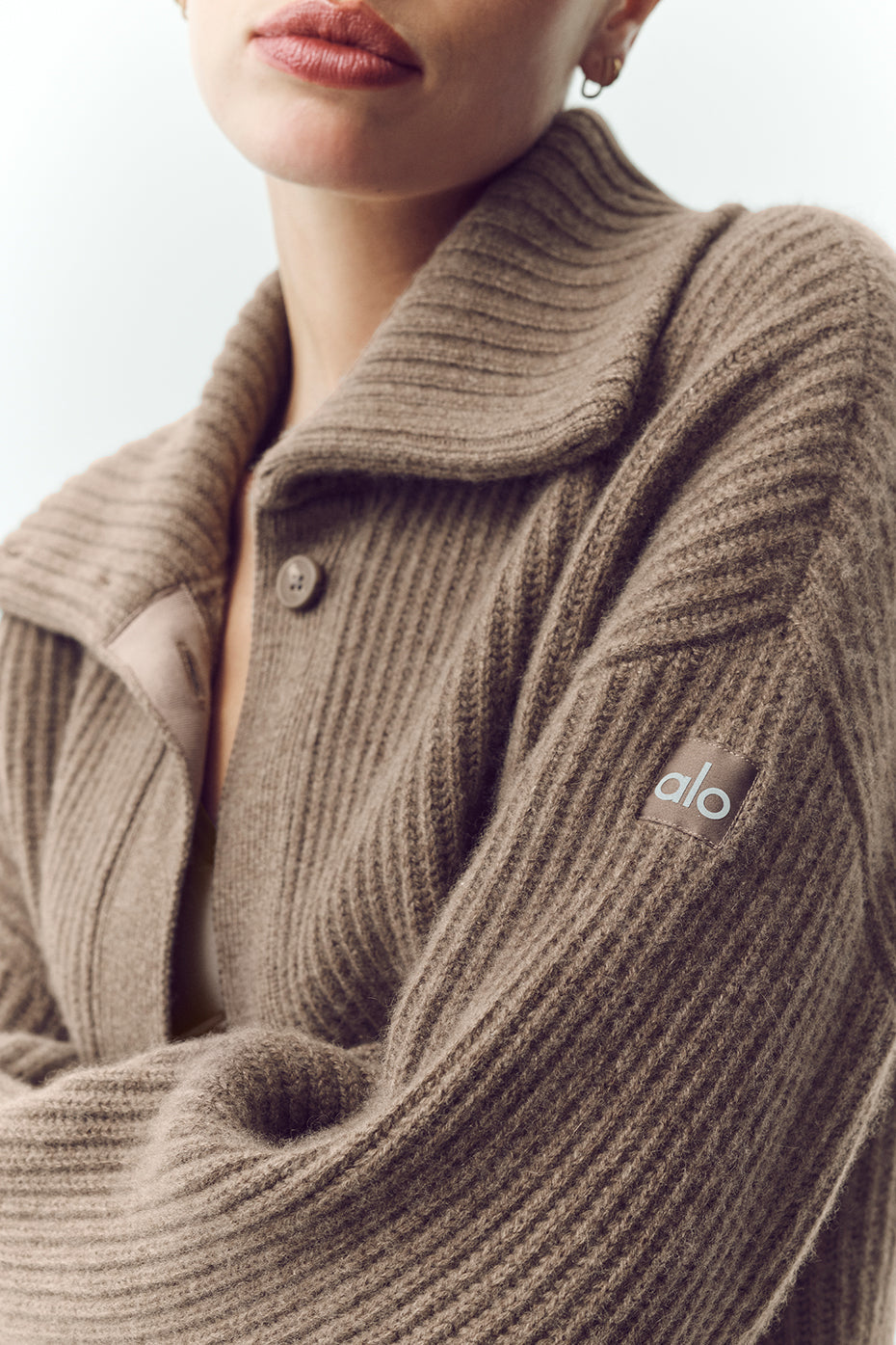 Alo Yoga Cashmere Northstar Long Cardigan - Alpine Cocoa Heather