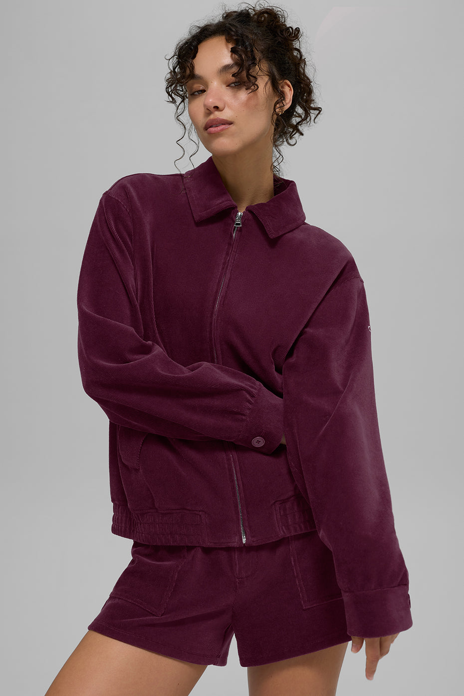 Alo Yoga Micro Corduroy On Duty Jacket - Burgundy