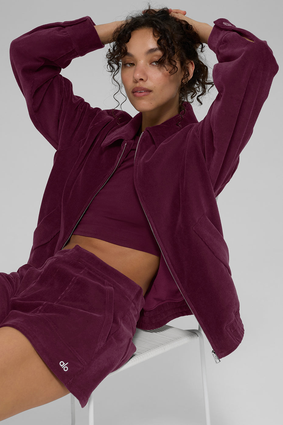 Alo Yoga Micro Corduroy On Duty Jacket - Burgundy