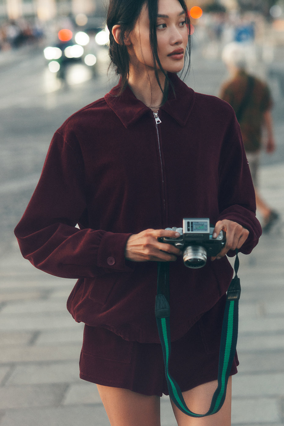 Alo Yoga Micro Corduroy On Duty Jacket - Burgundy