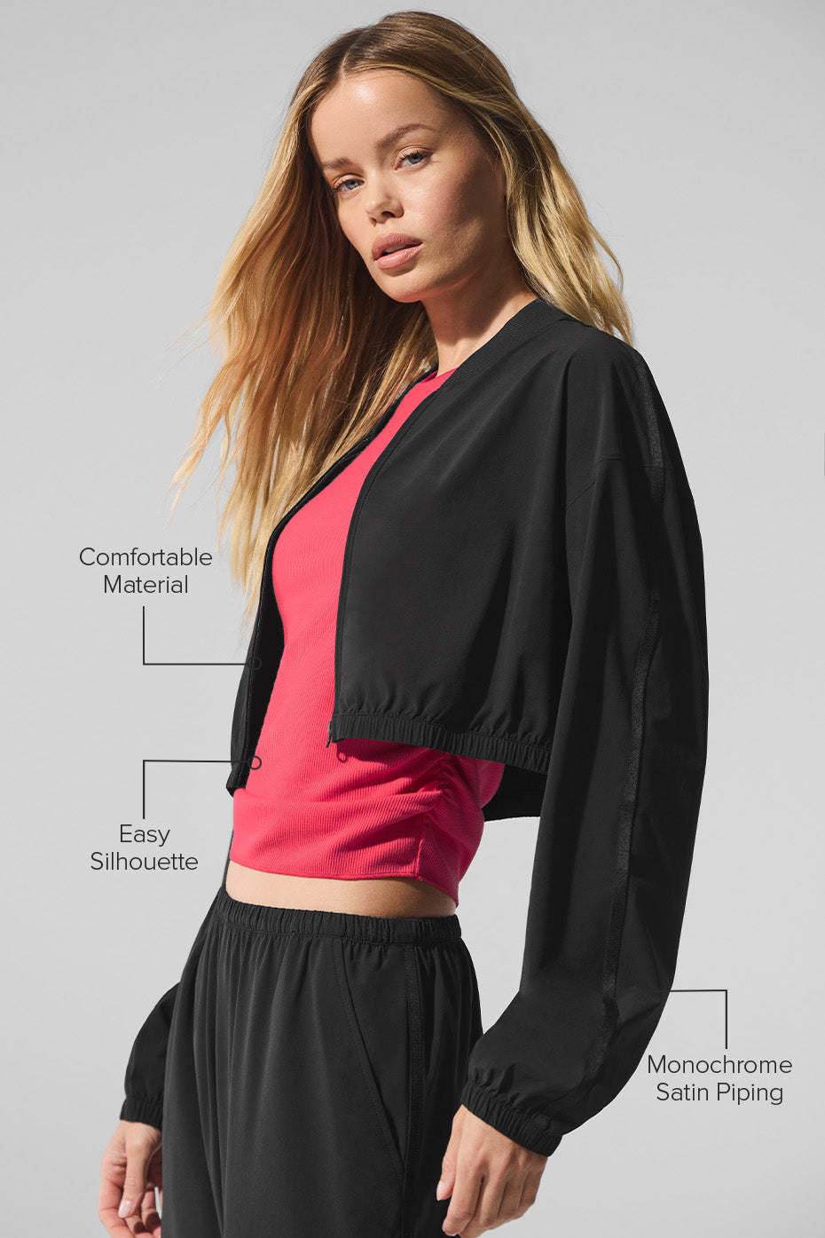 Alo Yoga Cropped Breezy Full-Zip Cover Up - Black