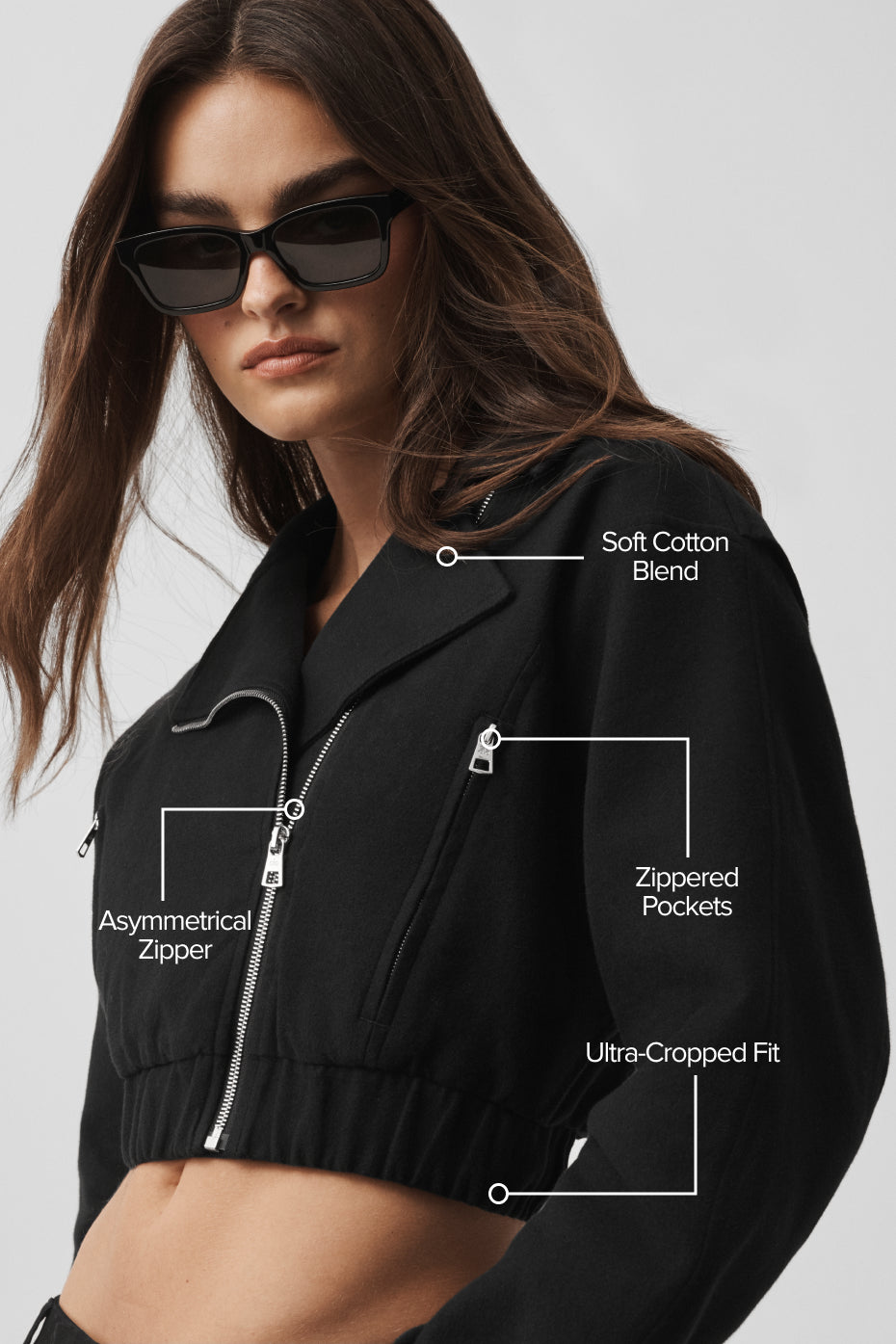 Alo Yoga Cropped Cosmopolitan Jacket - Black