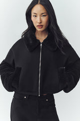 Alo Yoga Wool Blend Nightfall Bomber - Black