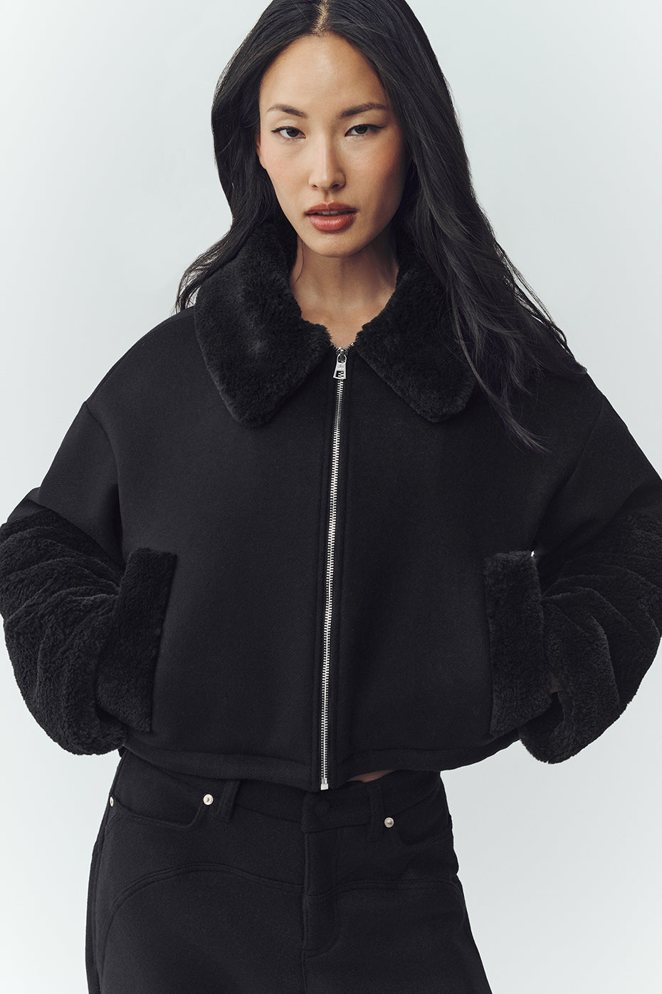 Alo Yoga Wool Blend Nightfall Bomber - Black