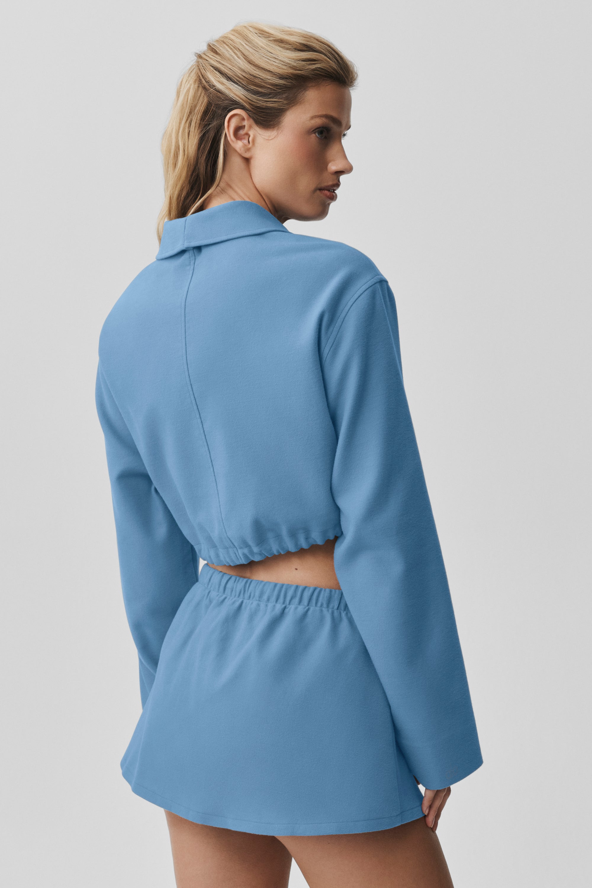 Alo Yoga Cropped Fan Favorite Full Zip Jacket - California Blue