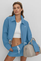 Alo Yoga Cropped Fan Favorite Full Zip Jacket - California Blue