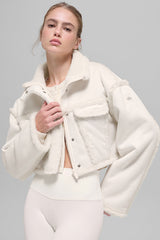 Alo Yoga Faux Shearling Snowfall Cropped Jacket - Ivory